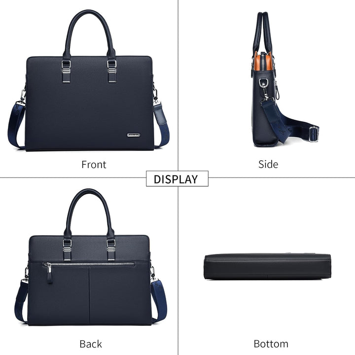 Men's Leather Multi-Compartment Business Briefcase