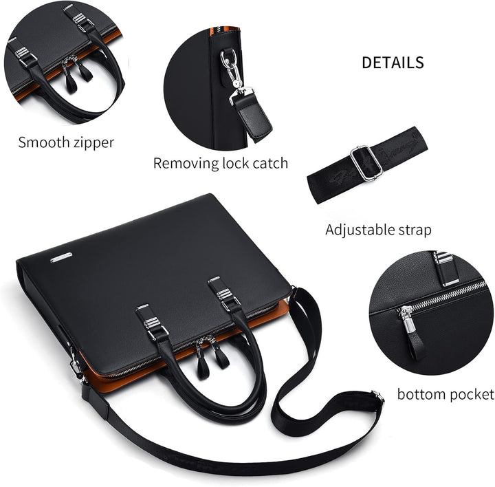 Men's Leather Multi-Compartment Business Briefcase