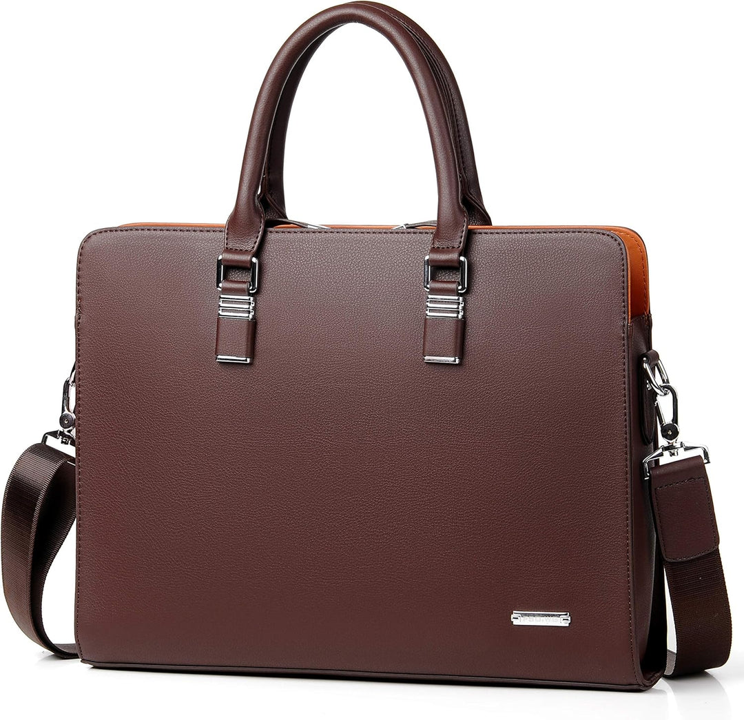 Men's Leather Multi-Compartment Business Briefcase