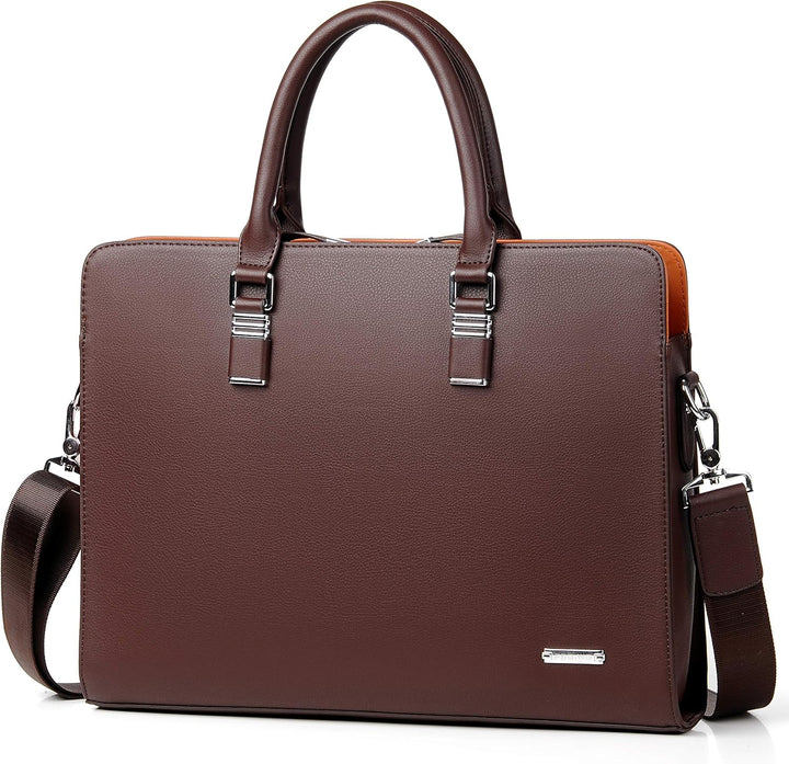 Men's Leather Multi-Compartment Business Briefcase