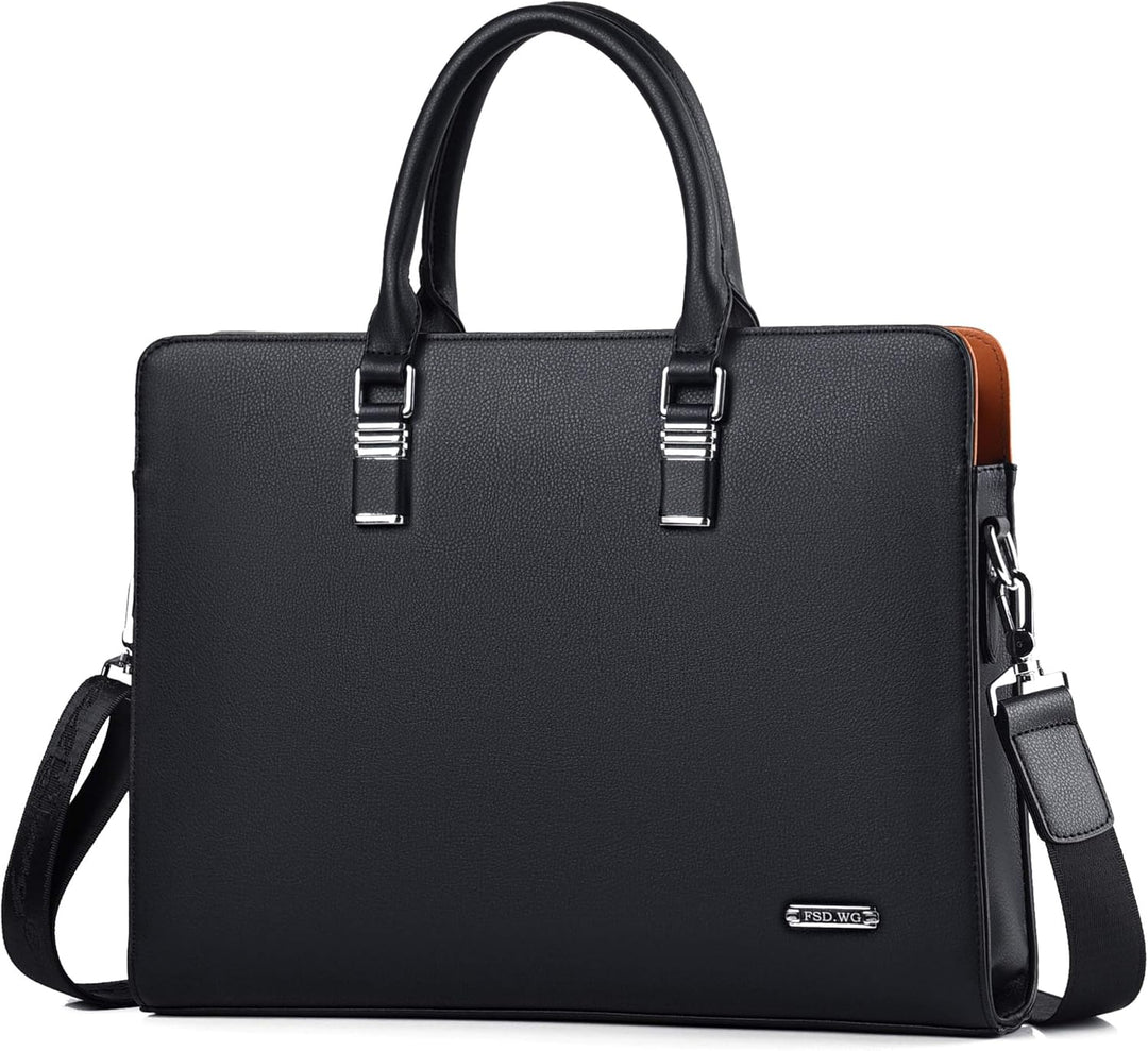 Men's Leather Multi-Compartment Business Briefcase