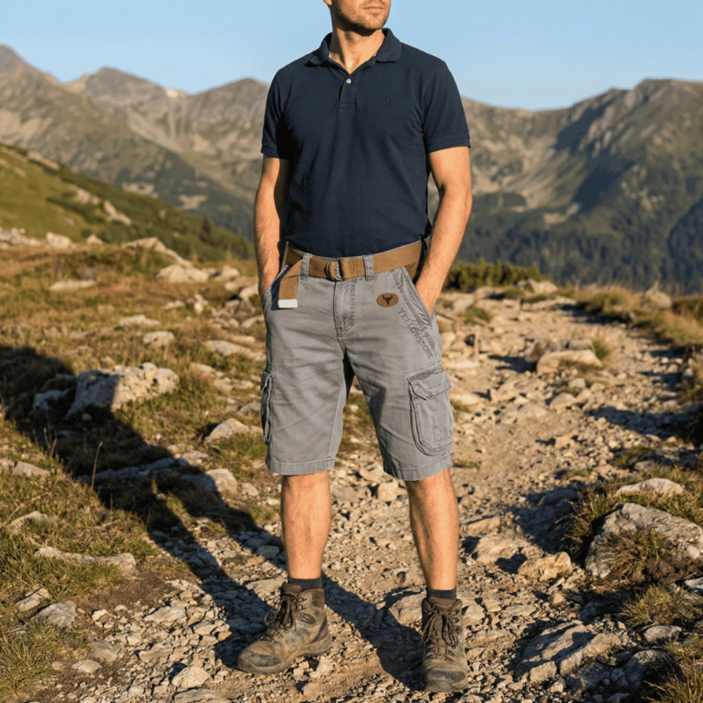 Breathable and lightweight cargo shorts for men, ideal for summer outdoor activities.