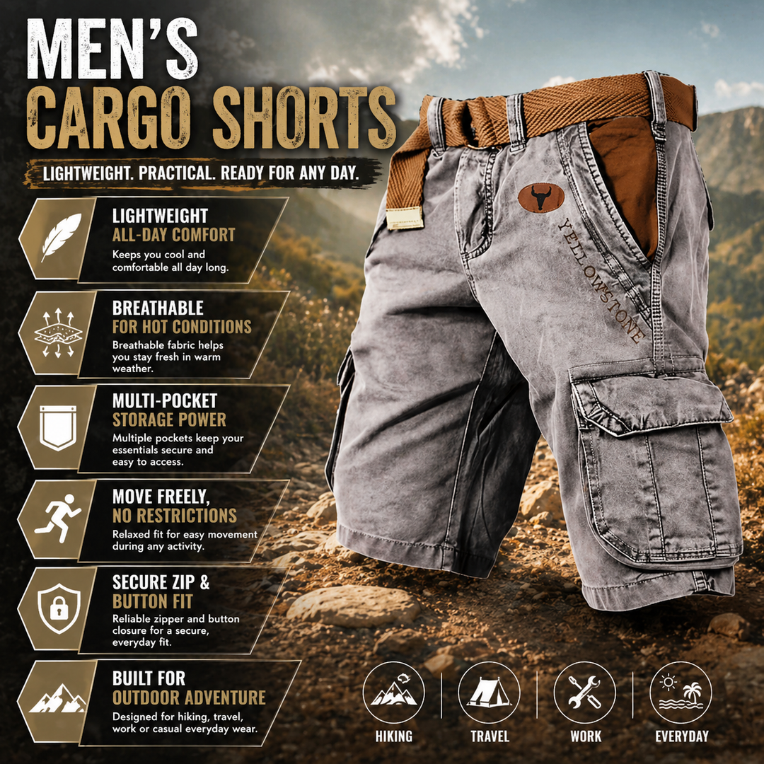 Comfortable men's casual shorts featuring a multi-pocket design for functionality.