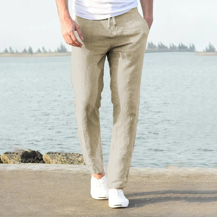 Comfortable men's drawstring pants, offering a relaxed fit & lightweight feel for ultimate casual versatility.