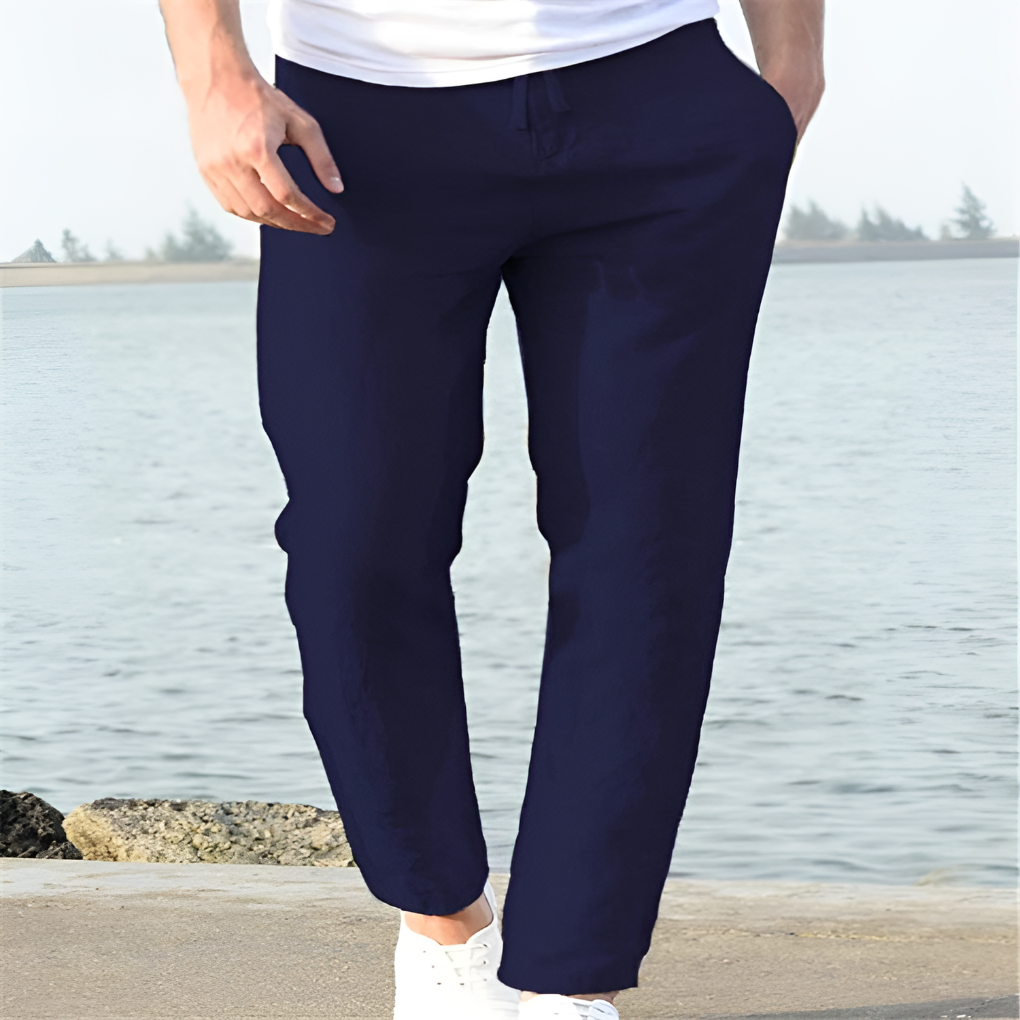New4 men's casual trousers, featuring a cool linen blend for summer