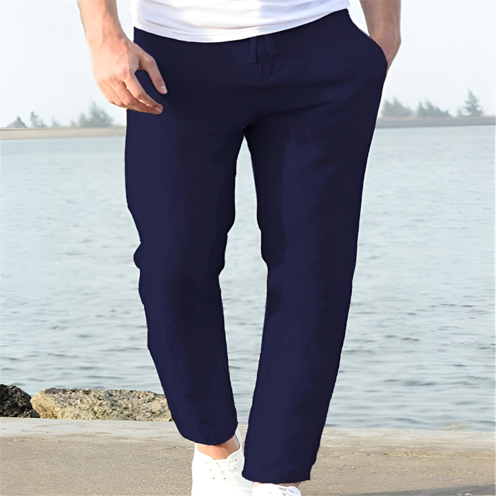 New4 men's casual trousers, featuring a cool linen blend for summer