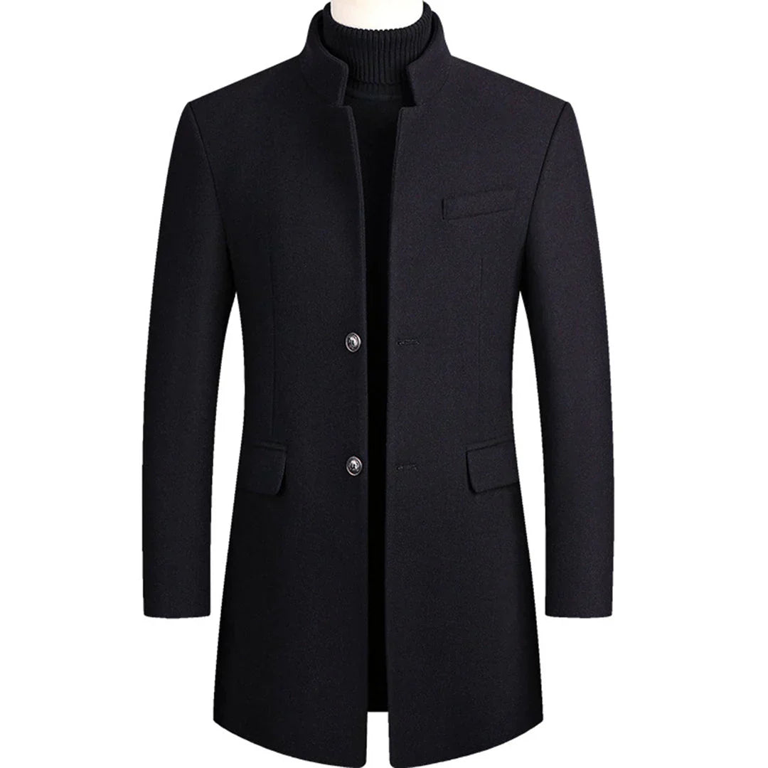 Men's long formal winter coat for timeless style & warmth. Elegant outerwear for cold weather.
