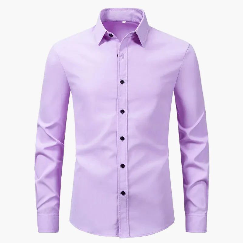 Sharp mens dress shirt with button front and spread collar