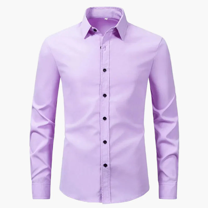 Sharp mens dress shirt with button front and spread collar