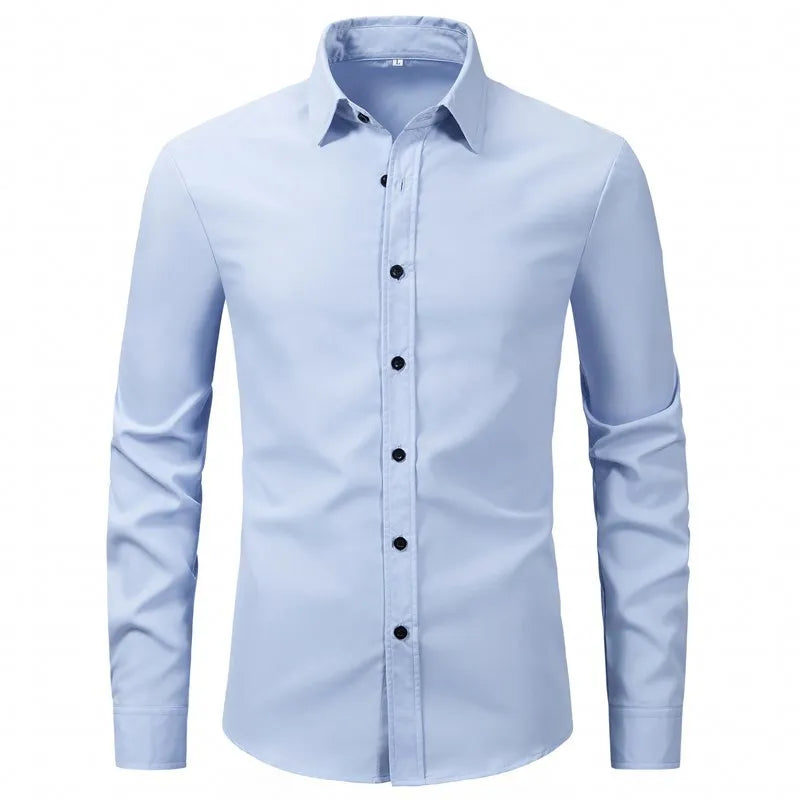 Plus size men's long sleeve button-up dress shirt for a great fit