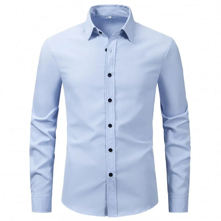 Plus size men's long sleeve button-up dress shirt for a great fit