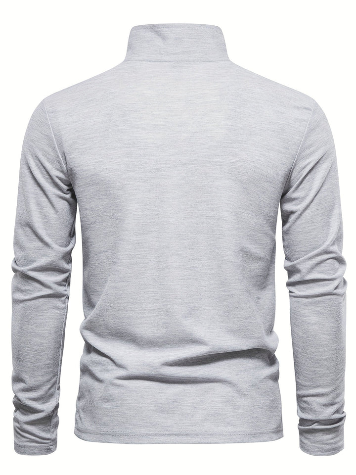 White men's long sleeve polo shirt, breathable and comfortable