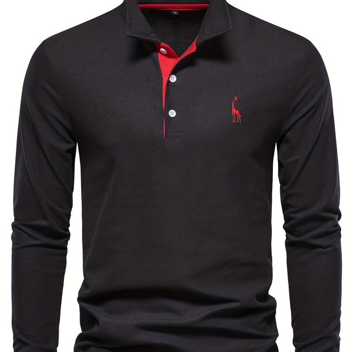 Stylish men's long sleeve polo shirt, ideal for travel