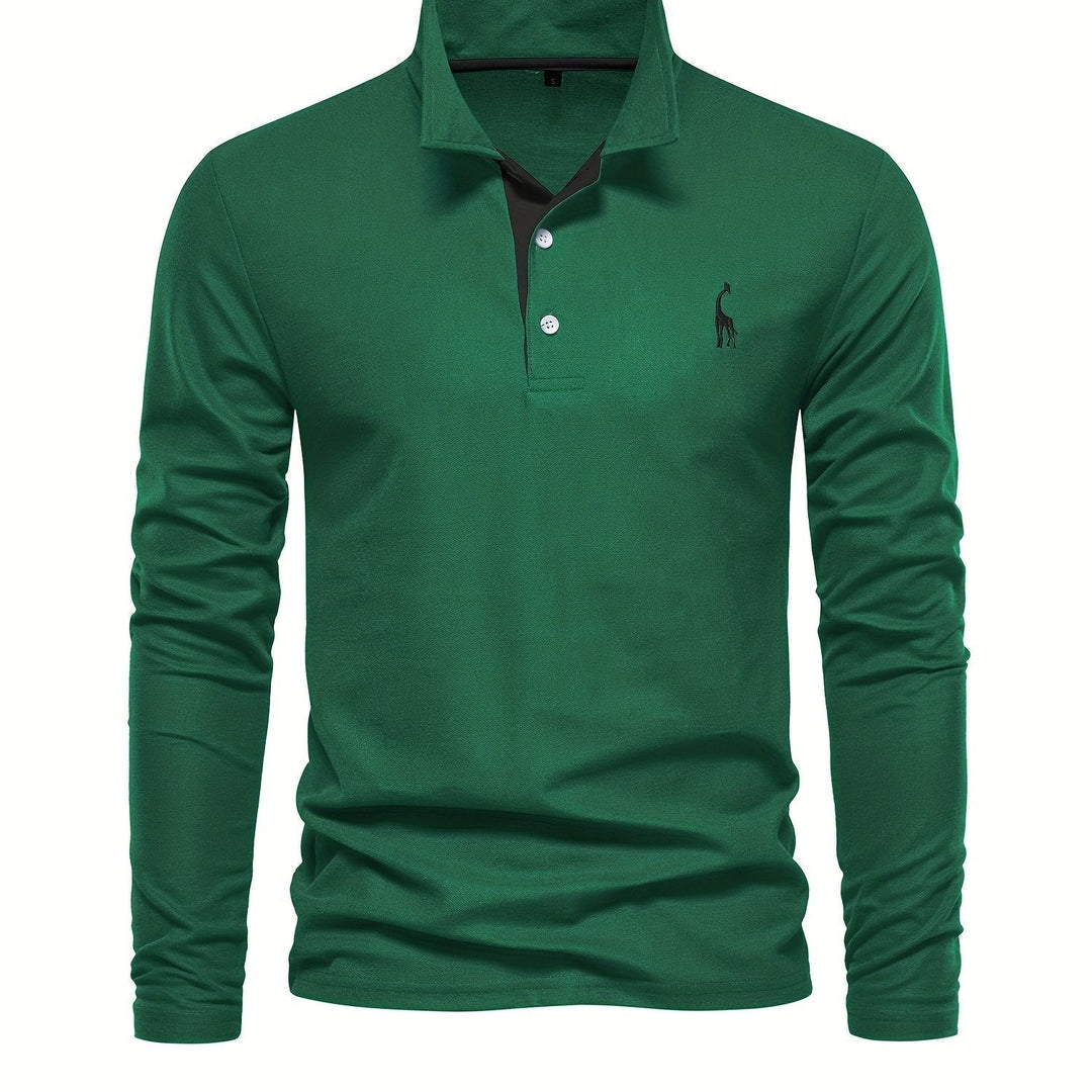 Men's practical long sleeve polo shirt for all-season comfort