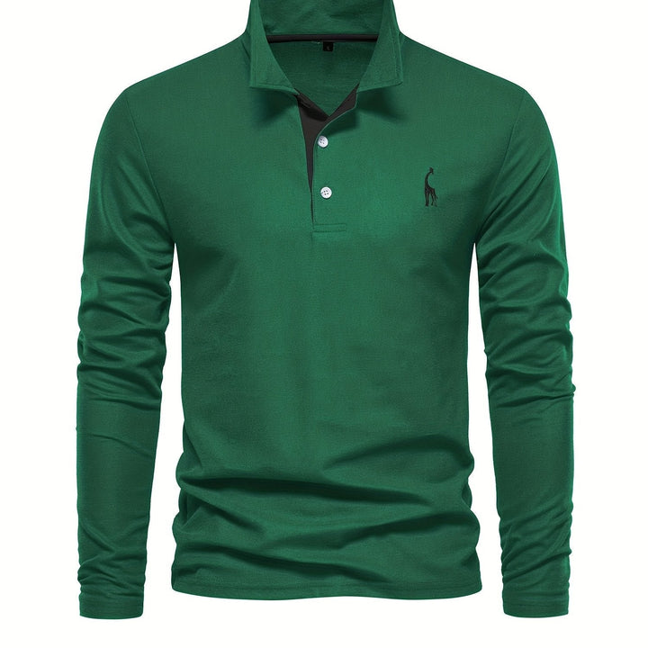 Men's practical long sleeve polo shirt for all-season comfort