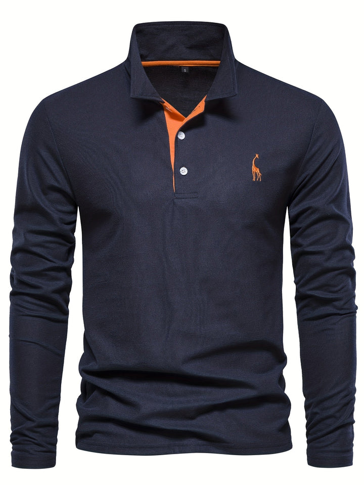 Burgundy comfortable fit long sleeve polo shirt for men