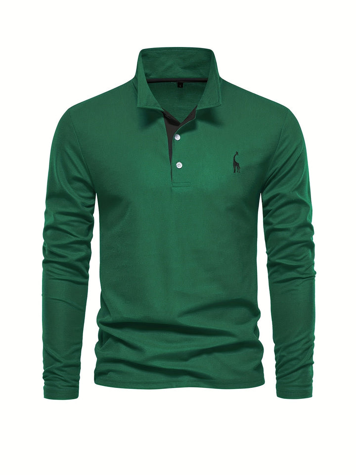 Men's comfortable long sleeve polo shirt, a wardrobe essential