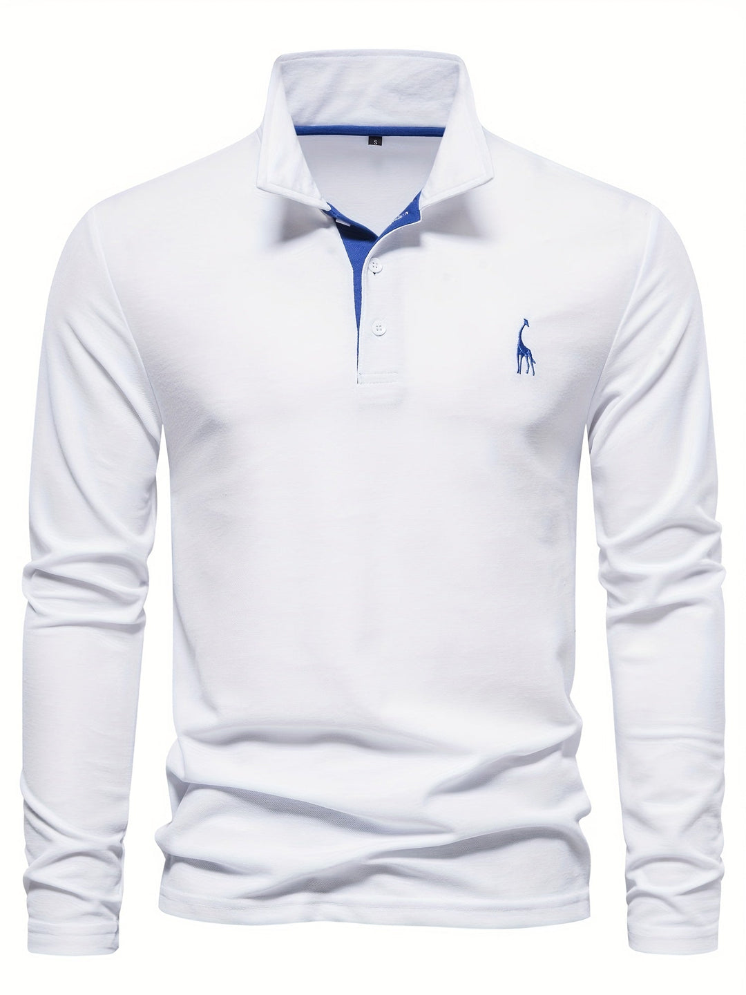 Side view of a men's long sleeve polo shirt in olive green