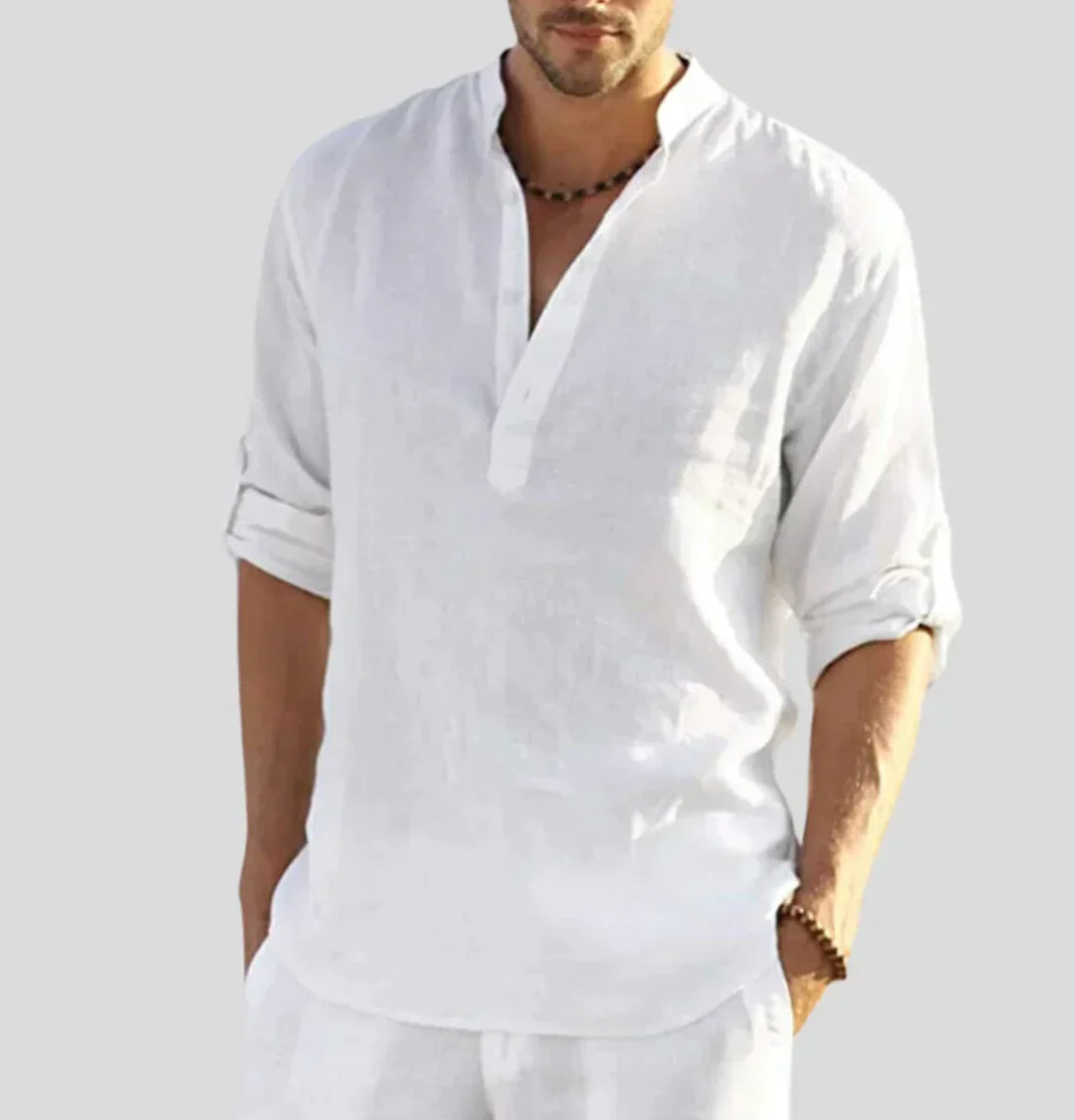 Men's Luxe Linen Shirt - Hugo, a stylish and breathable casual shirt.