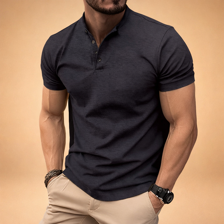 Classic short sleeve men's polo with a modern slim fit, excellent for casual fashion and everyday style.