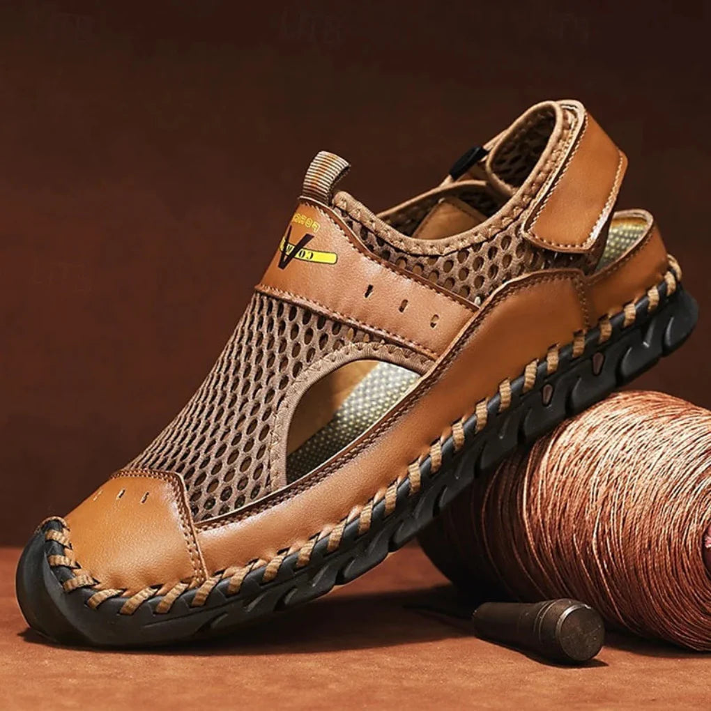 Men's closed toe orthopedic sandals for summer comfort, walking, and outdoor adventures with a protective design.