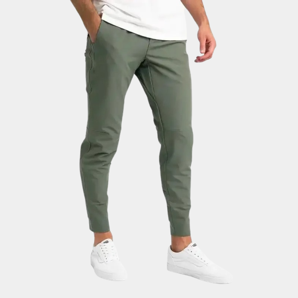 Versatile men's stretch pants offering superior mobility for active outdoor adventures and casual wear.