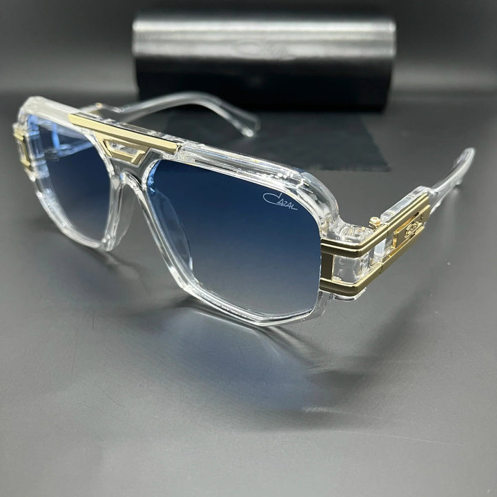 Modern men's oversized sunglasses for ultimate UV protection. A stylish fashion accessory for summer.