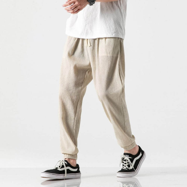 Relaxed fit men's summer pants, breathable and light for spring and casual fashion.