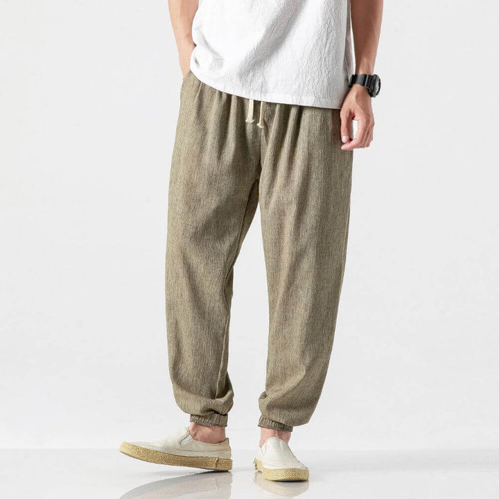Breathable men's pants for summer, lightweight with a comfortable, relaxed casual fit.