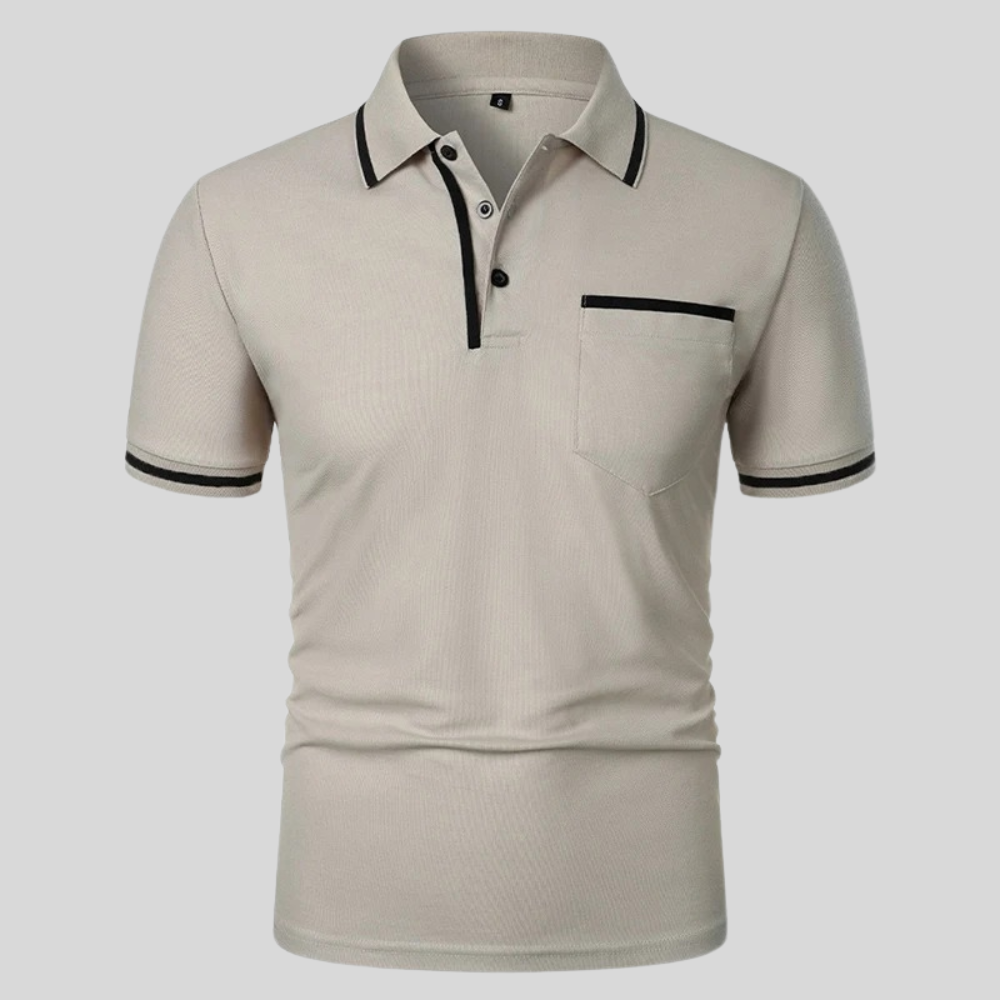 Men's classic fit short-sleeve polo shirt with chest pocket. Ideal for casual everyday wear.