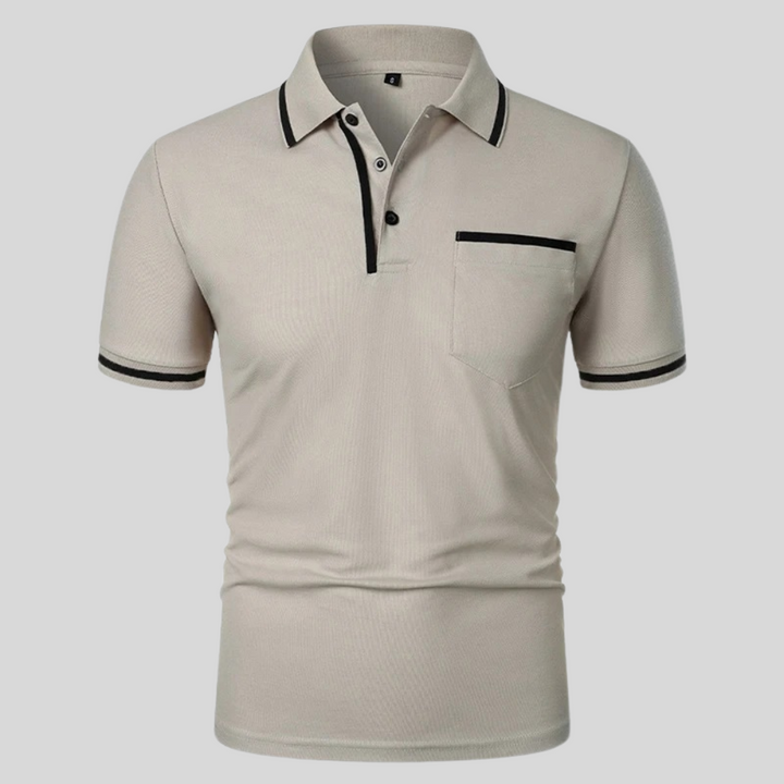 Men's classic fit short-sleeve polo shirt with chest pocket. Ideal for casual everyday wear.