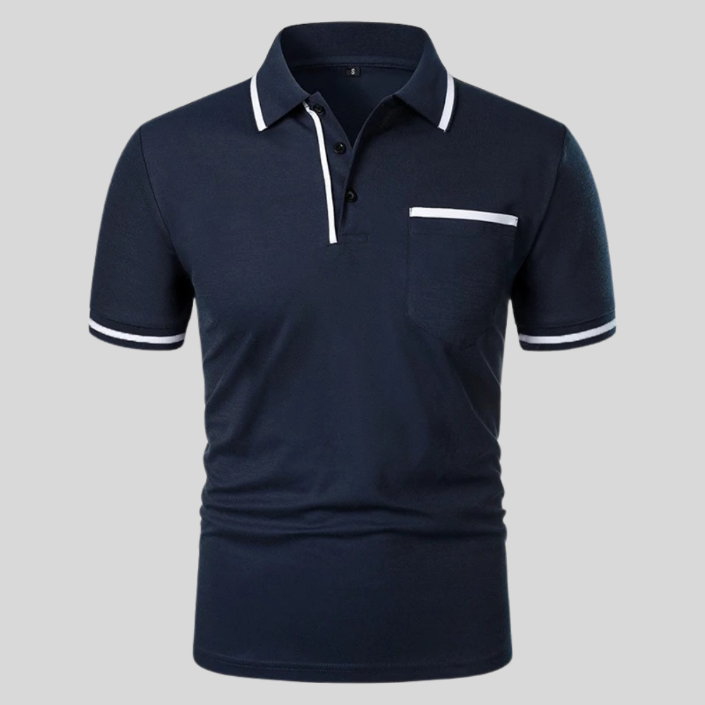 White men's classic polo shirt, short sleeves & chest pocket. Comfortable for casual or smart-casual looks.