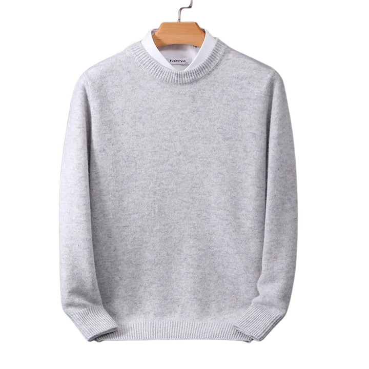 Men's premium round neck knit sweater in classic crew neck style for versatile everyday wear.