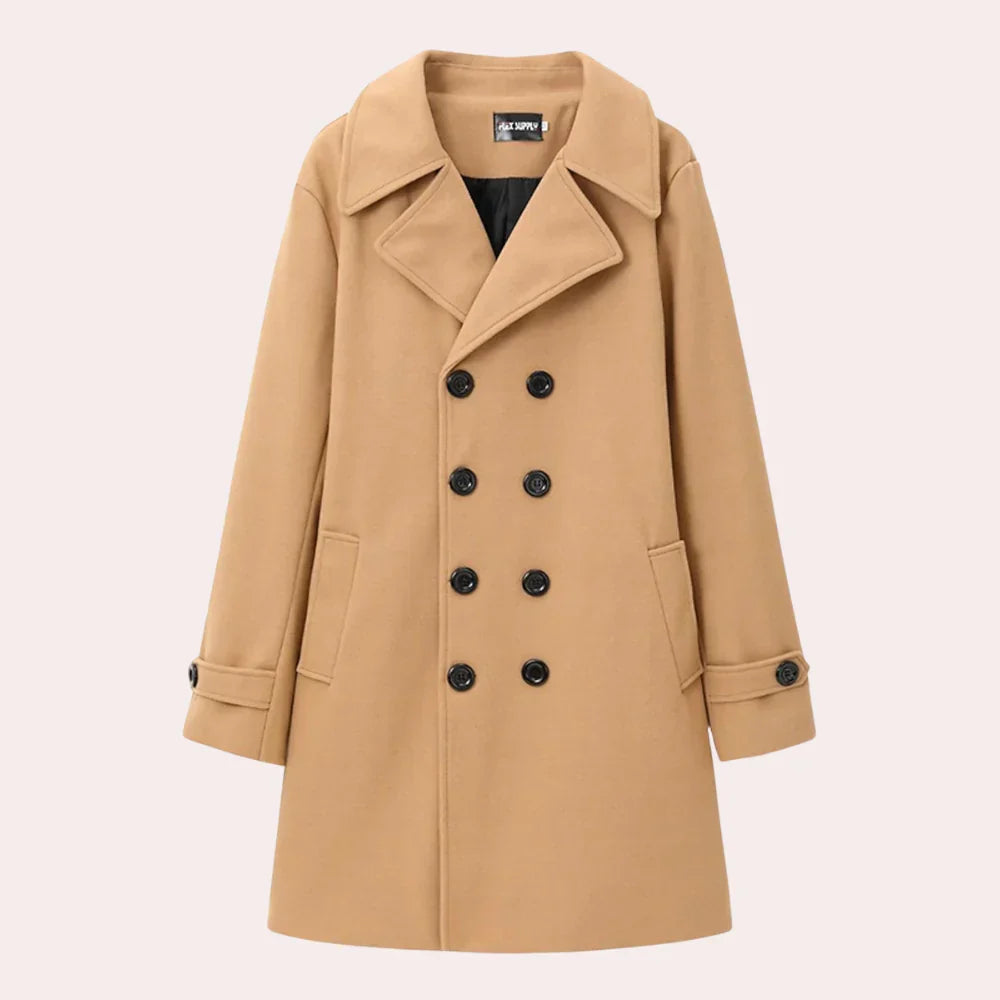 Men's premium tailored long coat, perfect for elegant fall and winter fashion. Sophisticated outerwear with a classic style.