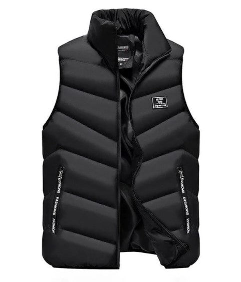 Comfortable men's lightweight puffer vest, ideal for versatile casual layering in fall & winter.