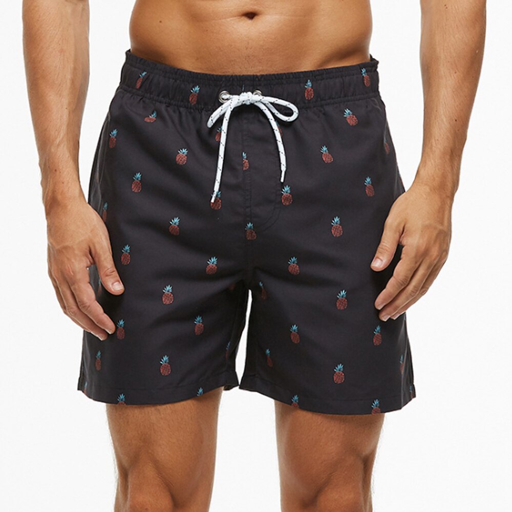 Comfortable mens swim shorts with an elastic waistband for a secure fit.