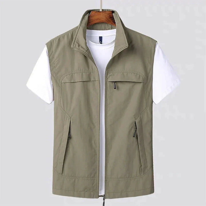 Men's breathable quick-dry vest, an essential sleeveless jacket for hiking, travel, and outdoor adventure gear.