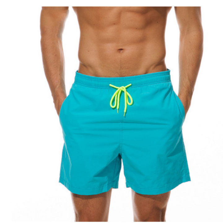Men's active shorts, quick-drying swimwear with comfortable adjustable fit.