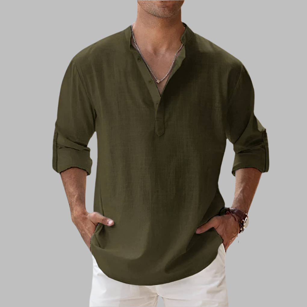 Men's vacation essential: a comfortable and stylish linen summer shirt.