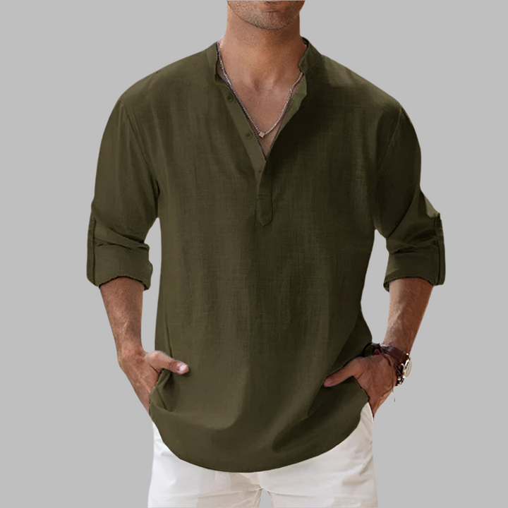Men's vacation essential: a comfortable and stylish linen summer shirt.