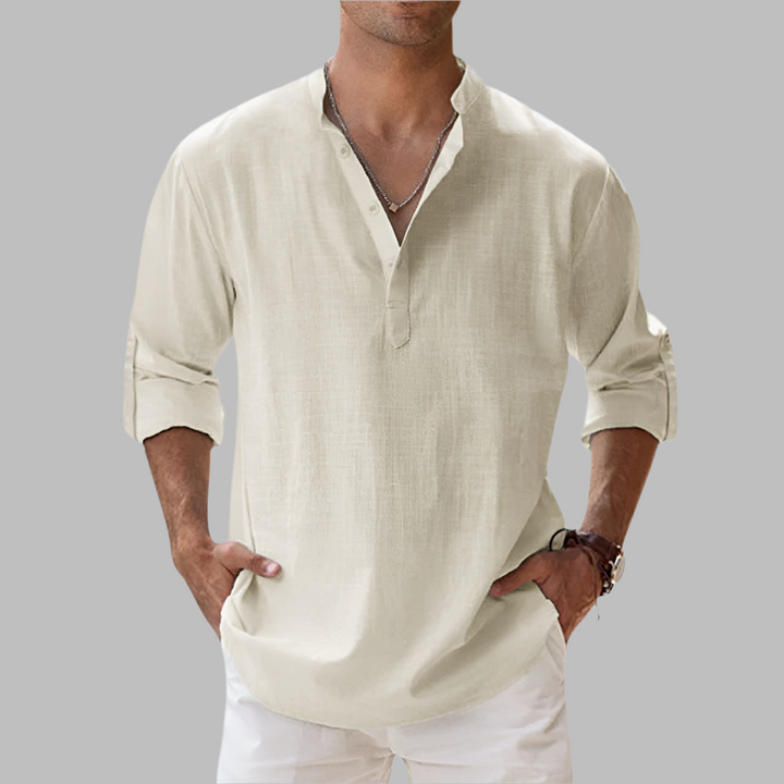 A lightweight and breathable men's summer shirt made from 100% linen.