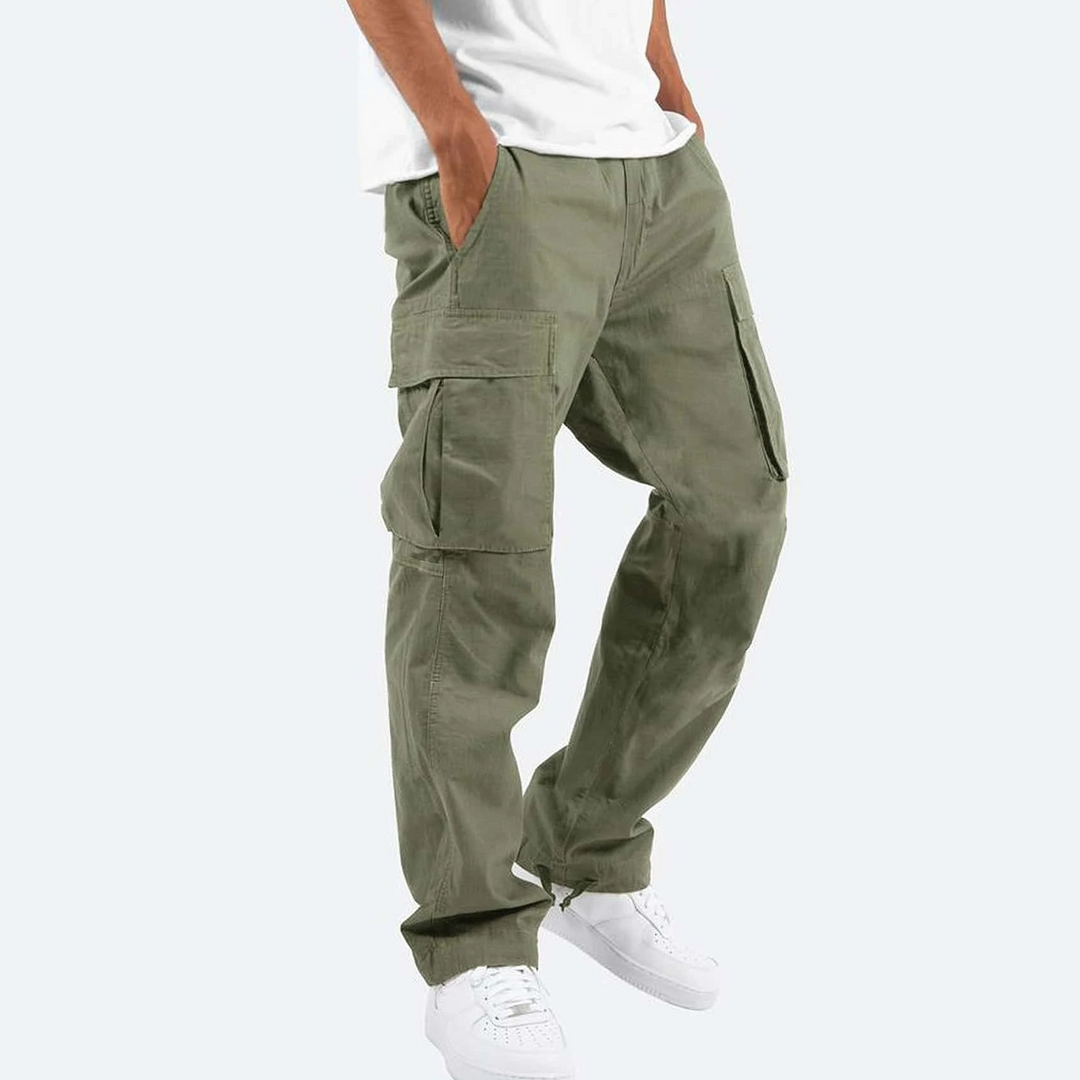 Comfortable men's cargo pants in a relaxed fit, great for everyday wear, offering durability and outdoor readiness.