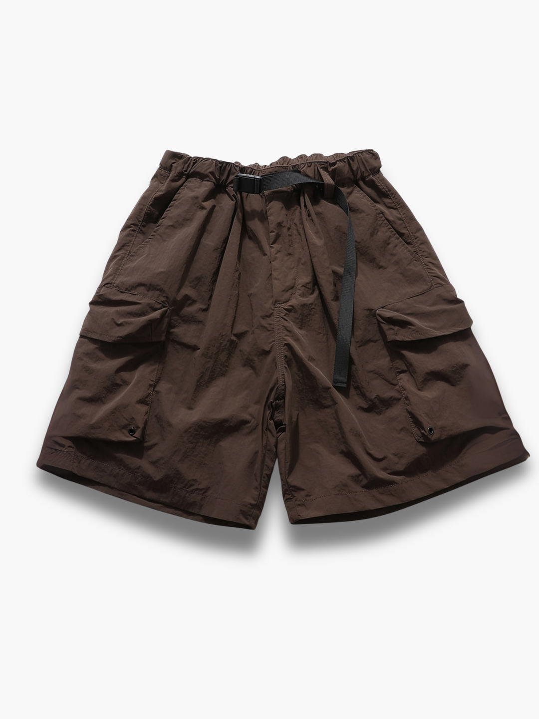 Men's relaxed fit cargo shorts with elastic waist and built-in belt