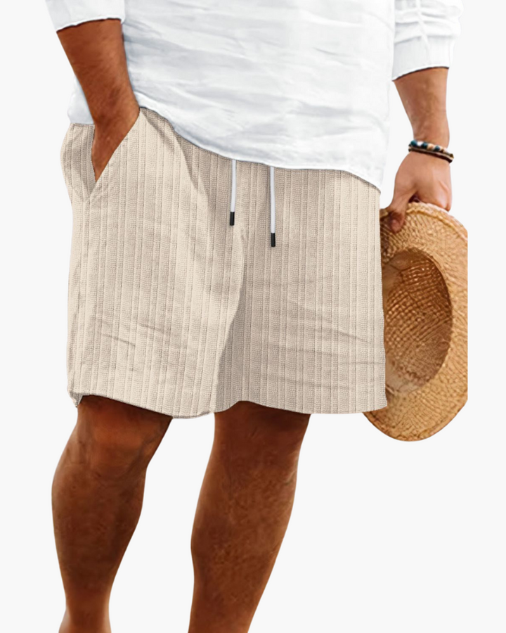 Men's summer drawstring shorts in a relaxed fit, excellent for active wear or lounging comfort.