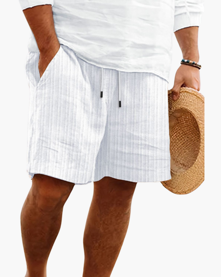 Versatile men's casual shorts with drawstring waist, suitable for travel and warm weather adventures.