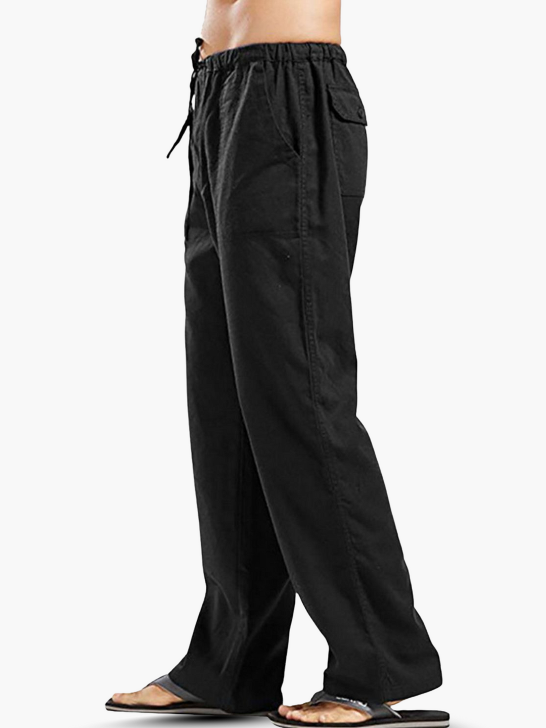 Stylish and relaxed fit men's pants with a drawstring waist, great for travel.
