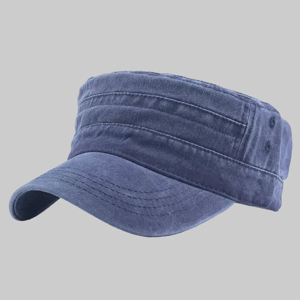 Khaki retro army beanie for men, featuring a timeless military style and comfortable fit.