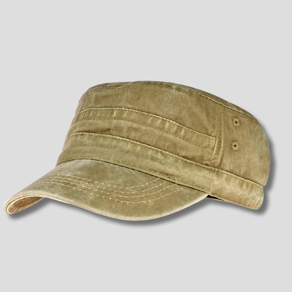 Black men's retro army beanie, perfect casual cap with a vintage military style.