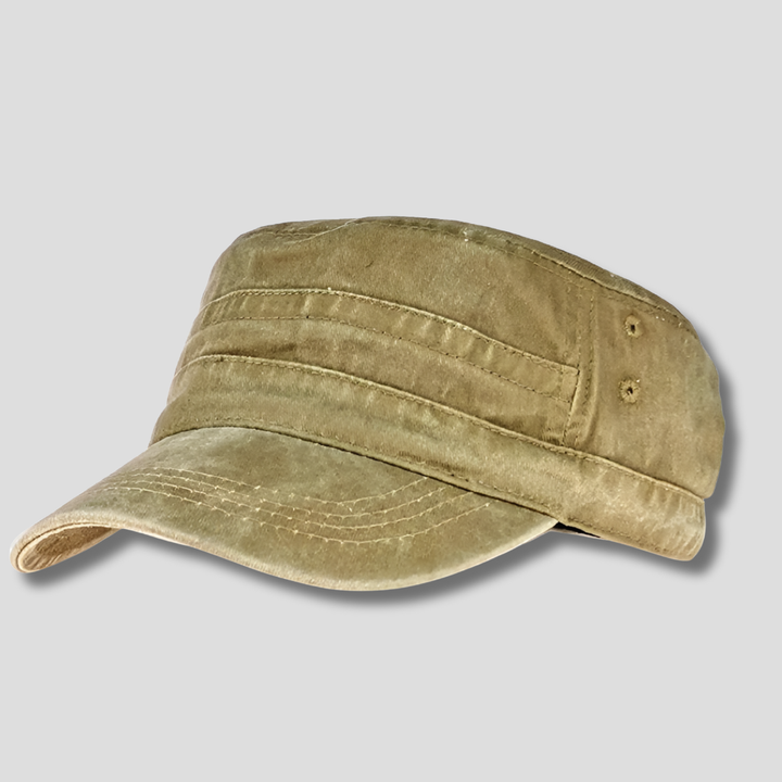 Black men's retro army beanie, perfect casual cap with a vintage military style.