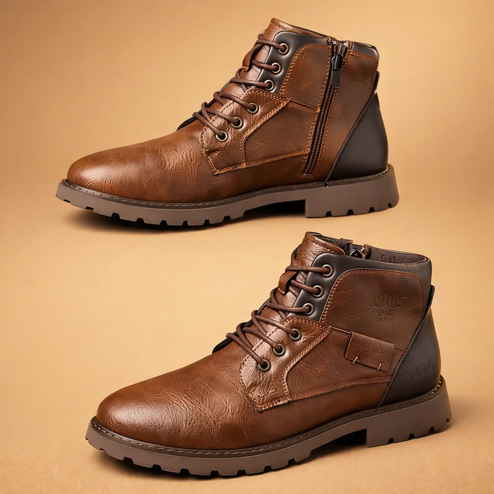 Comfortable men's brown casual ankle boots with lace-up design. Durable and versatile for everyday style.